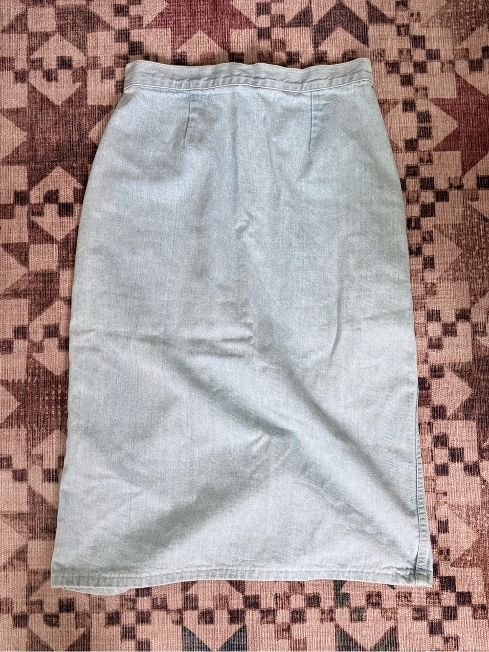Vintage Light Blue Denim Midi Skirt - Women